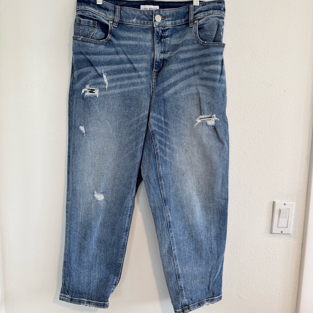 Lane Bryant Blue Boyfriend Jeans Relaxed Fit Distressed Size 16